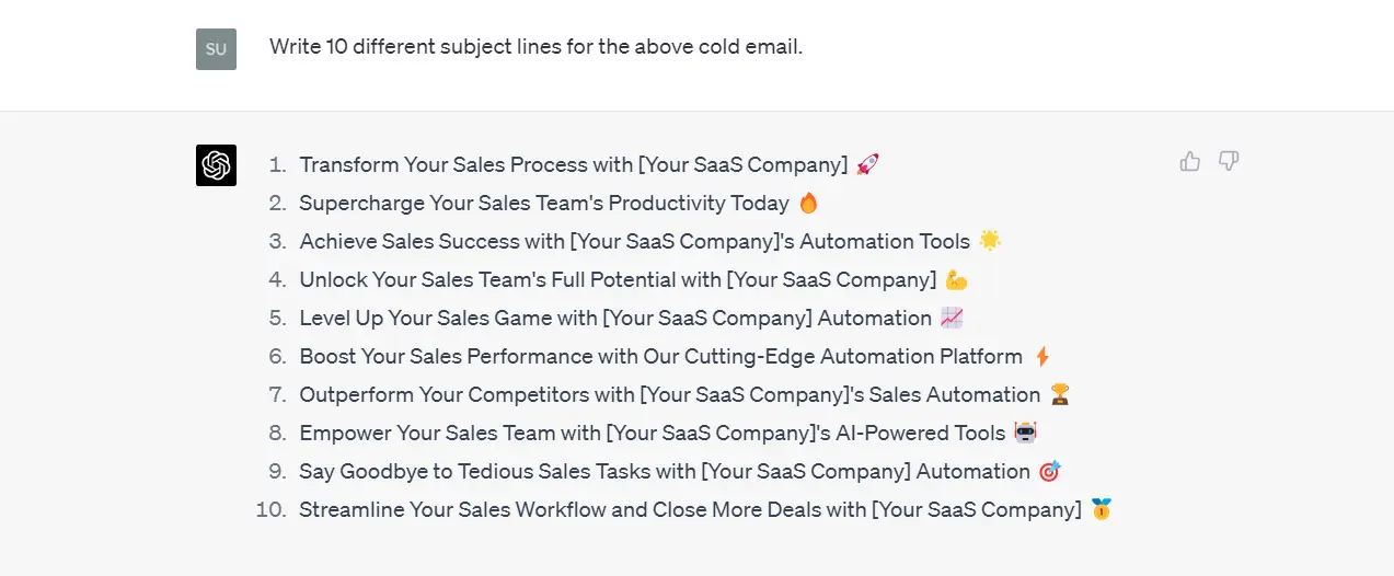 Prompt to write cold emails using ChatGPT